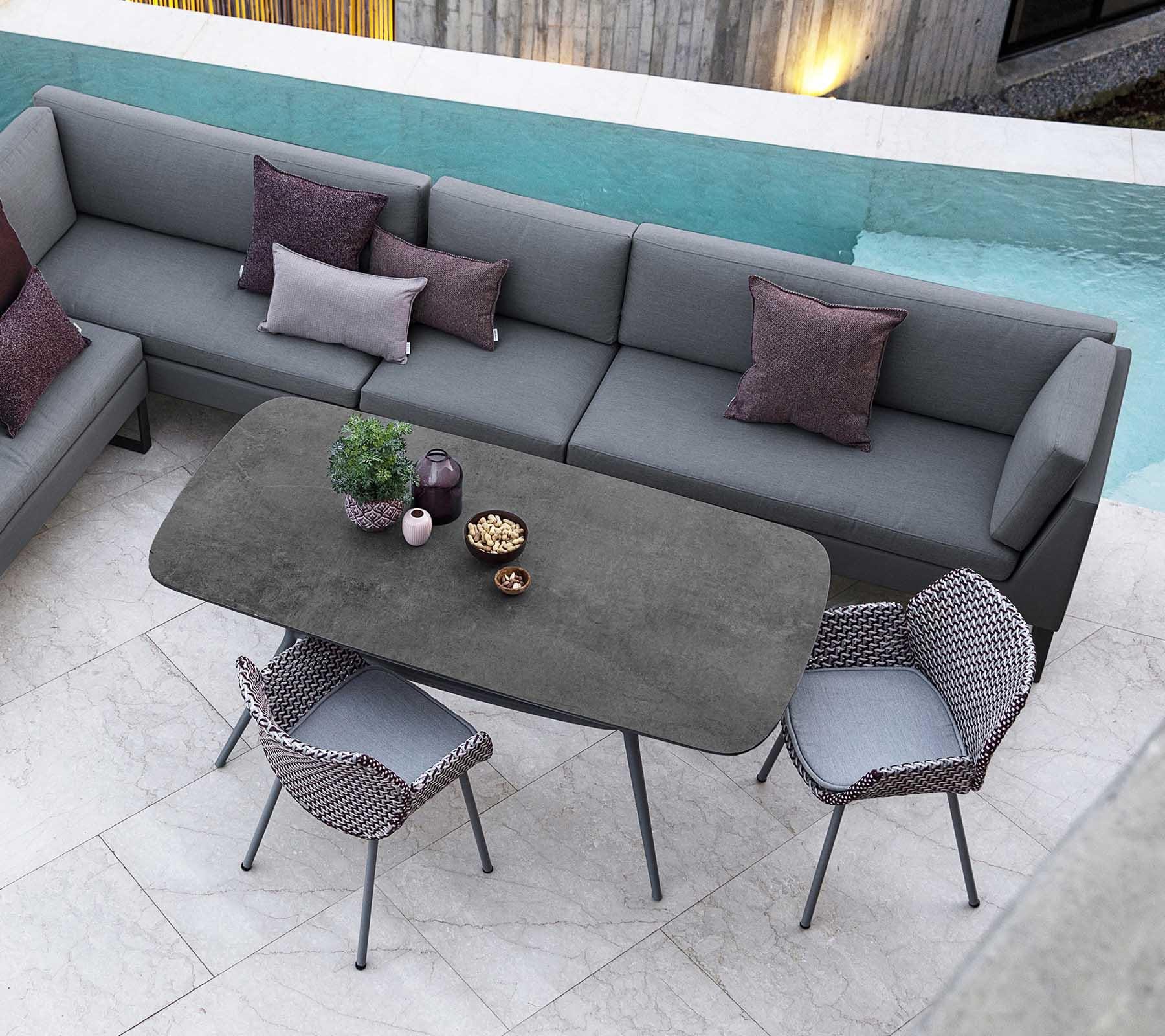 Cane-line JOY -dining table 180x90 cm, light grey / dark grey - Image 2