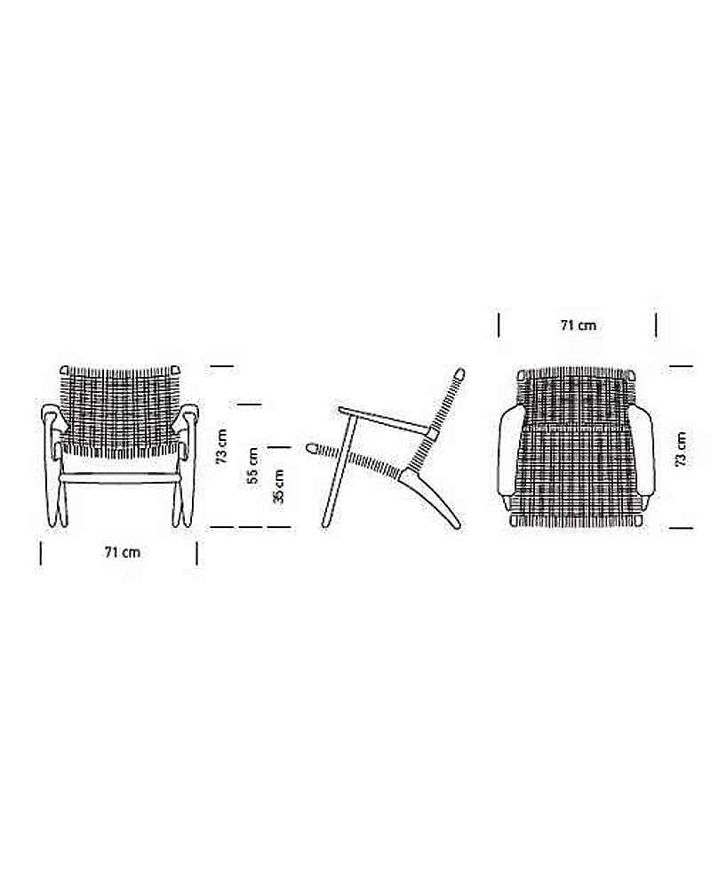 Carl Hansen CH25 -tuoli, lakattu tammi/musta paperinaru - Image 3