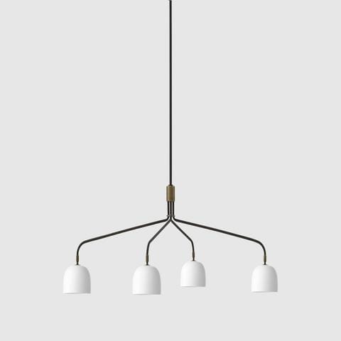 GUBI Howard chandelier long, 4 arm, white