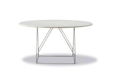 Fredericia JG -dining table, Ø 140 cm, ivory quartzite / stainless steel
