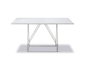 Fredericia JG -dining table, 140 x 140 cm, white marble / stainless steel