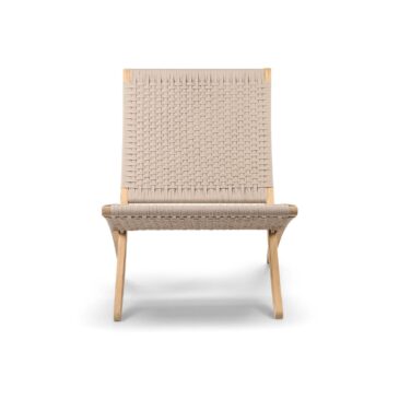Carl Hansen & Søn MG501 CUBA OUTDOOR -nojatuoli, beige (sesame) punos/tiikki – Designsuosikki