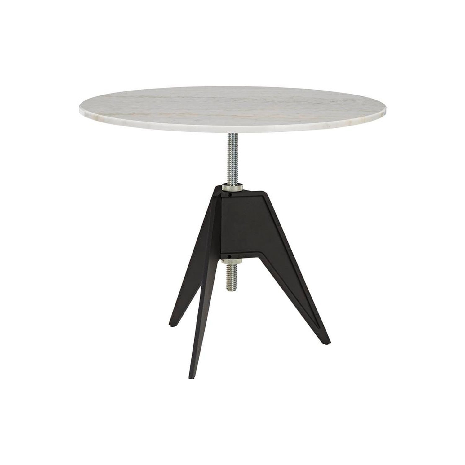 Tom Dixon SCREW -ruokapöytä Ø90 cm, musta jalka/valkoinen marmorikansi