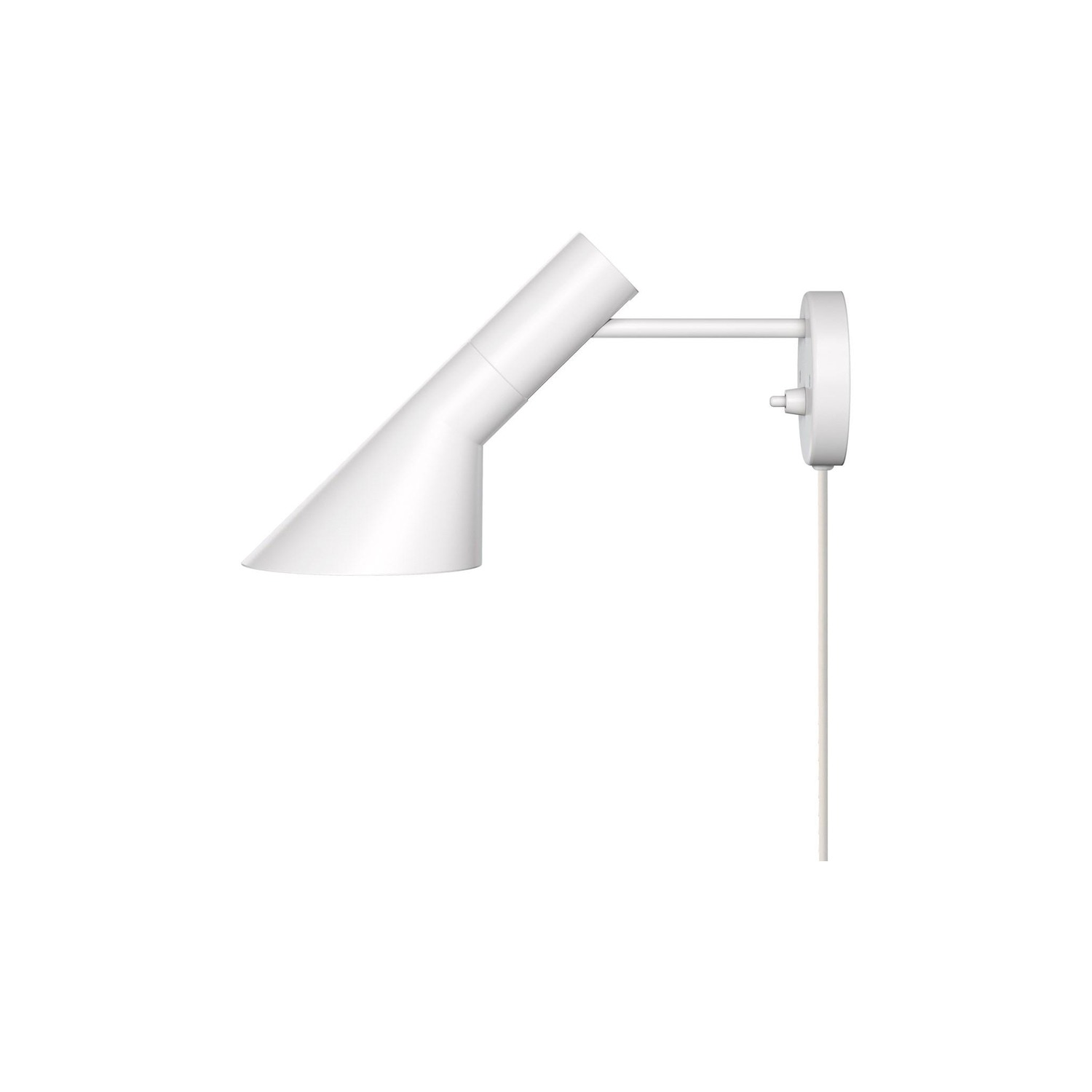Louis Poulsen AJ-seinävalaisin johdolla ja katkaisimella, valkoinen metalli – Designsuosikki