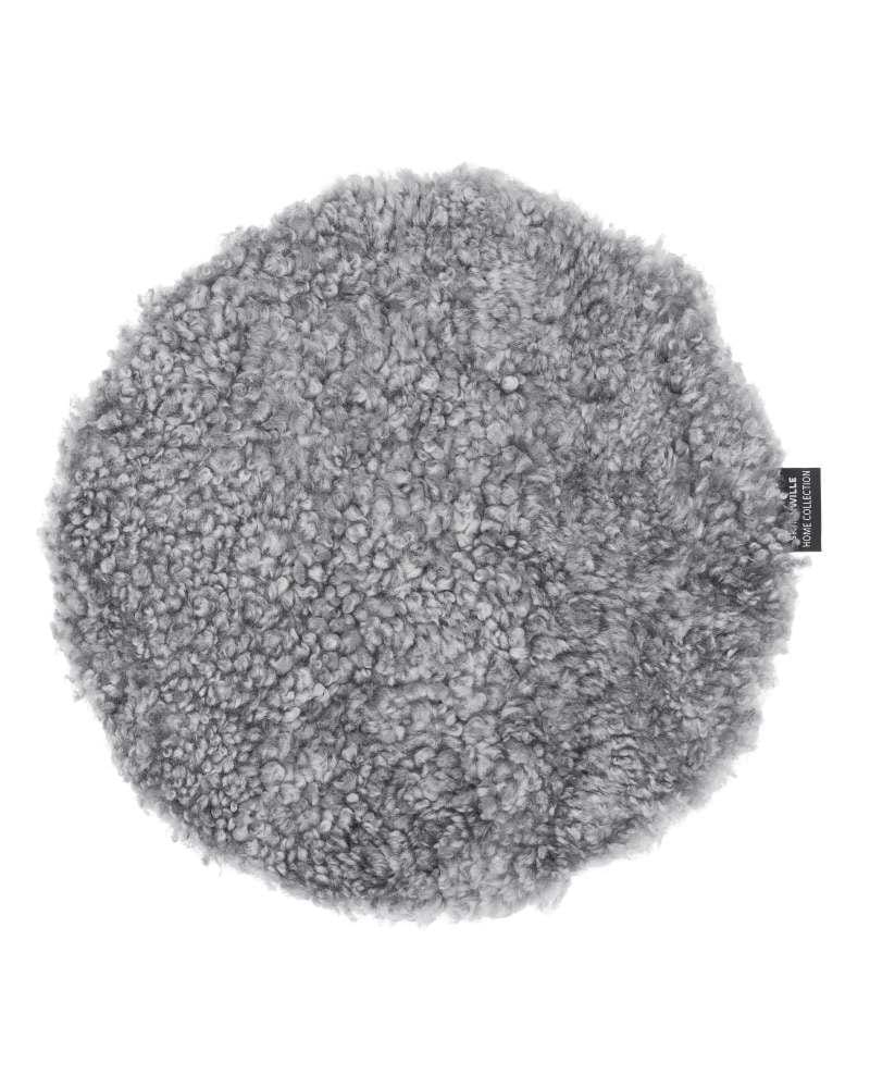 Skinnwille CURLY -istuinpäällinen, pyöreä, hopeanharmaa