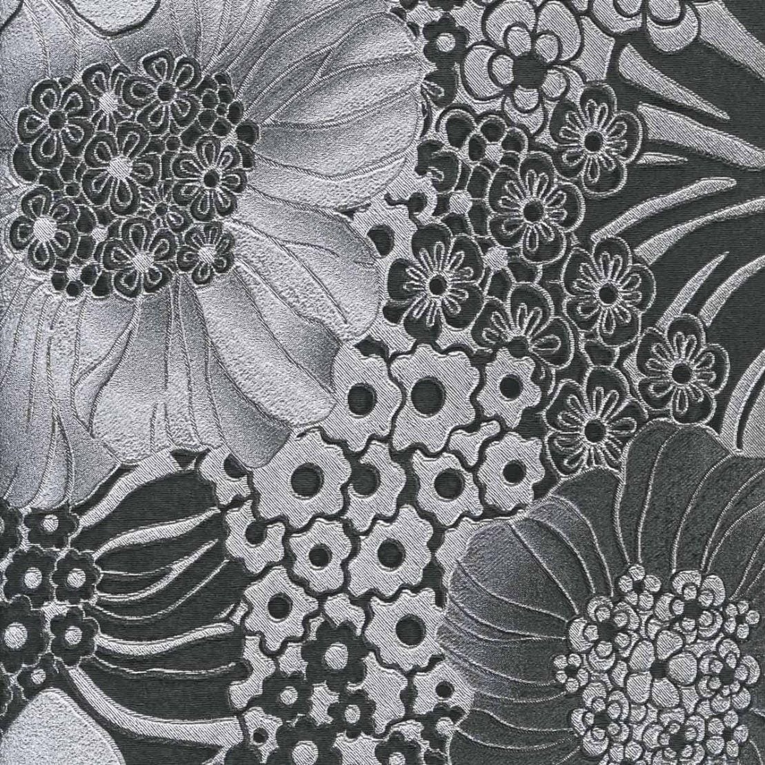 Missoni Home Anemones metallic - tapetti, musta/hopea