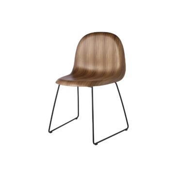 GUBI 3D-tuoli, pähkinä/musta, kelkkajalka